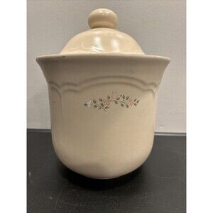Vintage Pfaltzgraff Remembrance Canister Lid Pink White Flowers Stoneware 2QT